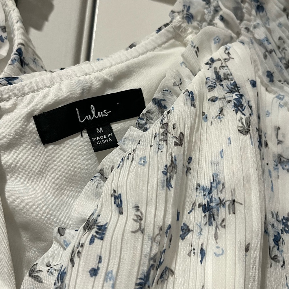 Lulu's Romantic White and Blue Floral Dress - Picture 3 of 4